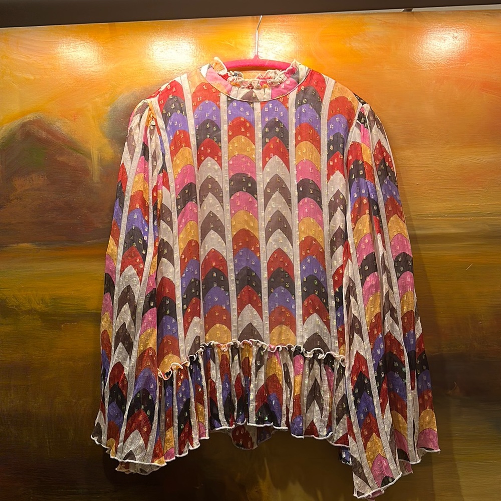 Oliphant Multi-Color Chevron Velvet Blouse